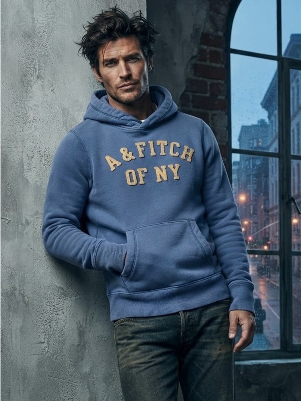 Abercrombie & Fitch Hoodie Blue Vintage Size M